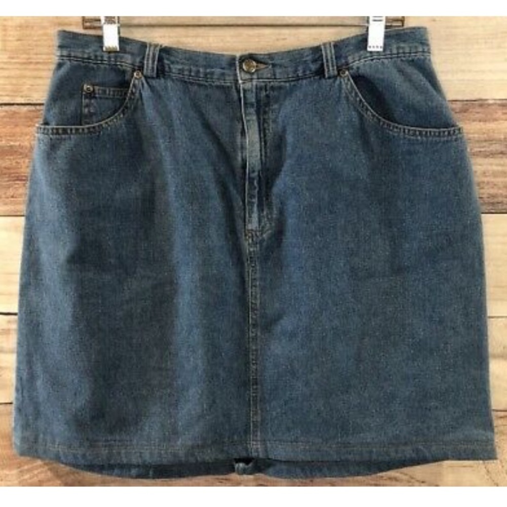 Crazy Horse Womens Blue Denim Skirt Below The Knee